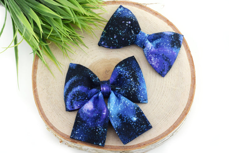 Galaxy Print Dog Collar Bow ~ Galaxy Bow Tie ~ Girly Dog Collar Bow ~ Slide On Bow for Dog Collar ~ Sandy Paws Collar Co®