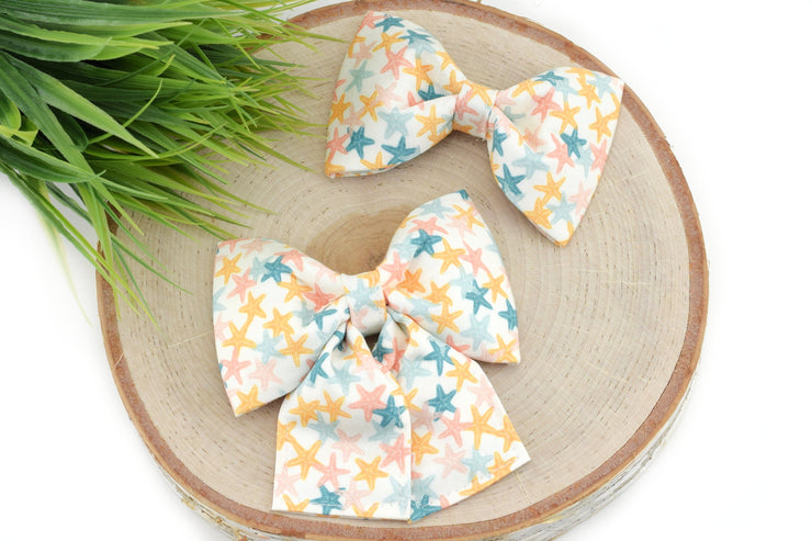 Starfish Dog Collar Bow - Coral ~ Summer Beach Dog Collar Bow ~ Summer Dog Collar Bow ~ Slide On Dog Collar Bow ~ Sandy Paws Collar Co®