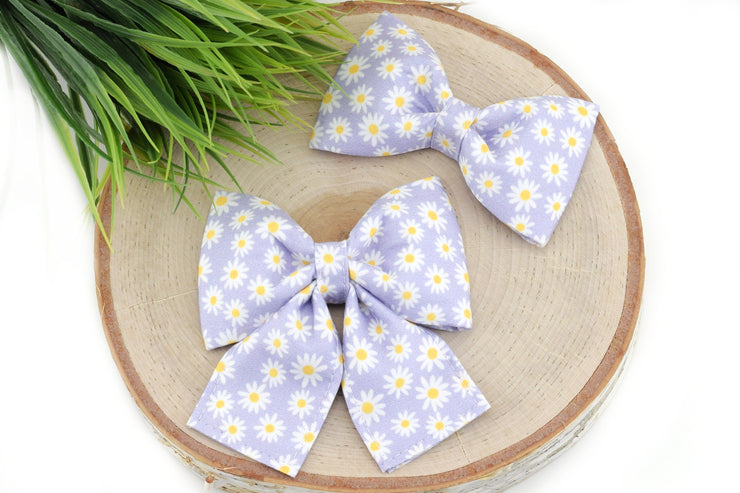Daisy Dog Collar Bow - Purple ~ Floral Dog Collar Bow Tie ~ Girly Dog Collar Bow ~ Slide On Bow for Dog Collar ~ Sandy Paws Collar Co®