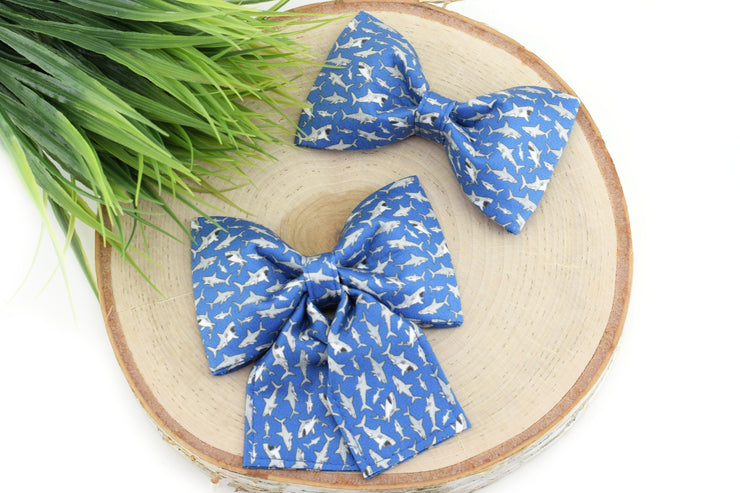 Shark Bite Dog Collar Bow ~ Summer Beach Print Dog Collar Bow ~ Summer Dog Collar Bow ~ Slide On Collar Bow ~ Sandy Paws Collar Co®