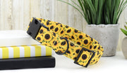 Sunflower Dog Collar ~ Fall Floral Fashion Dog Collar ~ Fabric Dog Collar ~ Matte Black Metal Hardware ~ Sandy Paws Collar Co®