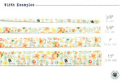 Pumpkins & Flowers Dog Collar - Aqua Stripe ~ Fall Fashion Dog Collar ~ Fabric Dog Collar ~ Antique Silver Hardware ~ Sandy Paws Collar Co®
