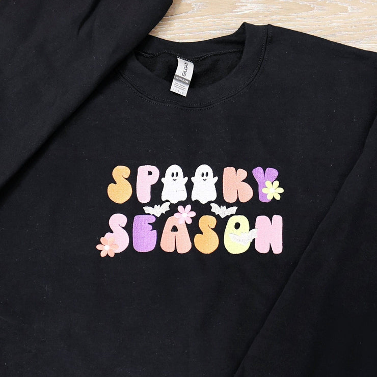 Spooky Season Embroidered Sweatshirt ~ Custom Halloween Sweatshirt ~ Fall Halloween Apparel ~ Sandy Paws Collar Co®