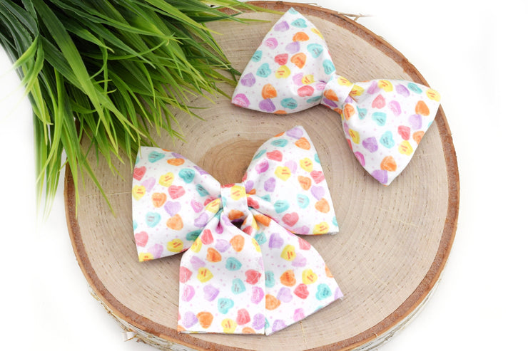 Conversation Heart Dog Collar Bow ~ Valentine's Dog Bow Tie ~ Girly Dog Collar Bow ~ Slide On Collar Bow ~ Sandy Paws Collar Co®