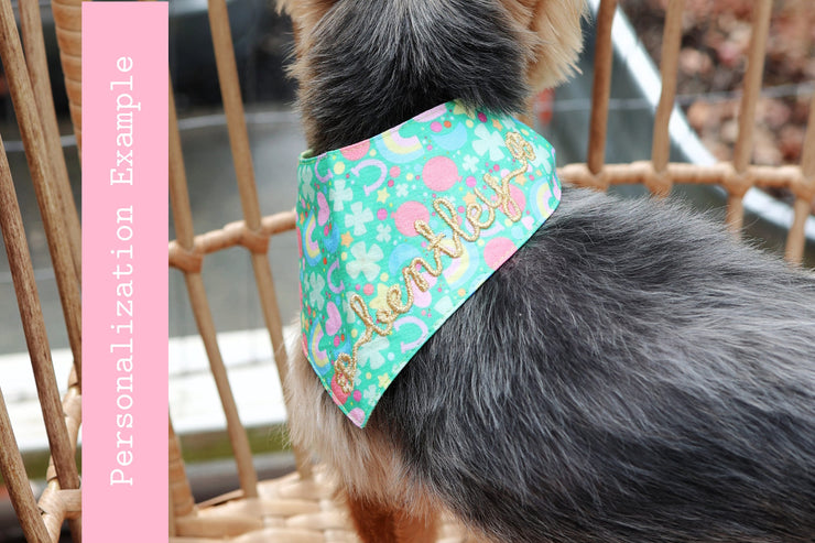 Shamrock Tie-On Dog Bandana ~ St Patrick's Day Shamrock Cotton Fabric Dog Bandana ~ Sandy Paws Collar Co®