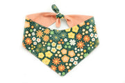 Lucky Floral Tie-On Dog Bandana ~ St Patrick's Day Shamrock and Floral Cotton Fabric Dog Bandana ~ Sandy Paws Collar Co®