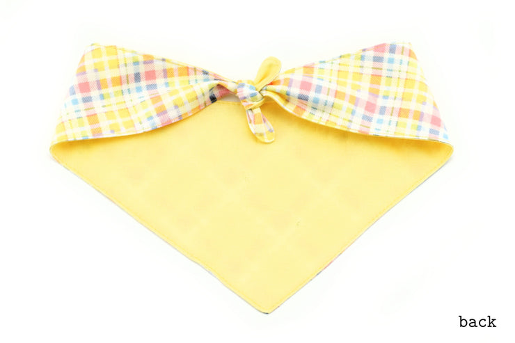 Easter Plaid Tie-On Dog Bandana ~ Pastel Plaid Bandana ~ Reversible Easter Fabric Dog Bandana ~ Custom Dog Bandana ~ Sandy Paws Collar Co®
