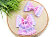Ombre Stripe Dog Collar Bow - Pink ~ Spring Dog Collar Bow Tie ~ Girly Dog Collar Bow ~ Slide On Dog Collar Bow ~ Sandy Paws Collar Co®