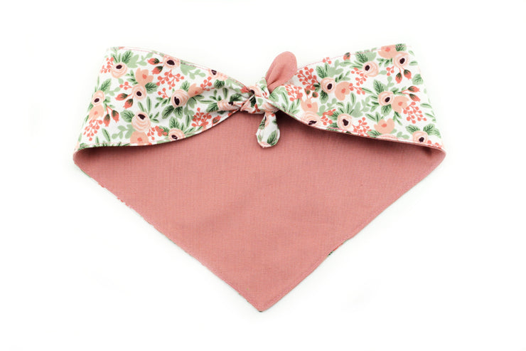 Garden Party Tie-On Dog Bandana - Rose ~ Reversible Floral Dog Bandana ~ Rifle Paper Co ~ Custom Dog Bandana ~ Sandy Paws Collar Co®