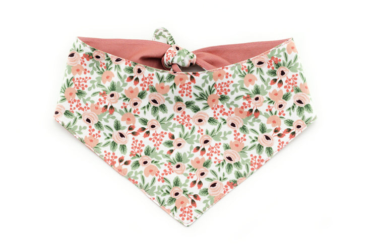 Garden Party Tie-On Dog Bandana - Rose ~ Reversible Floral Dog Bandana ~ Rifle Paper Co ~ Custom Dog Bandana ~ Sandy Paws Collar Co®