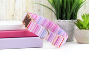 Ombre Stripe Dog Collar - Pink ~ Stripe Fabric Dog Collar ~ Cute Dog Collar ~ Girl Dog Collar ~ Rose Gold Hardware ~ Sandy Paws Collar Co®