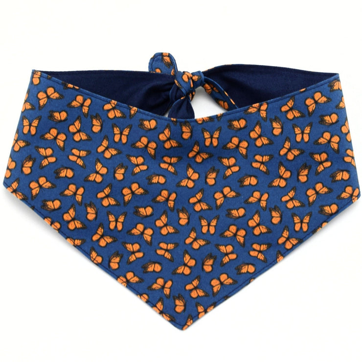 Butterfly Tie-On Dog Bandana - Monarch ~ Reversible Butterfly Dog Bandana ~ Spring Dog Bandana ~ Custom Dog Bandana ~ Sandy Paws Collar Co®