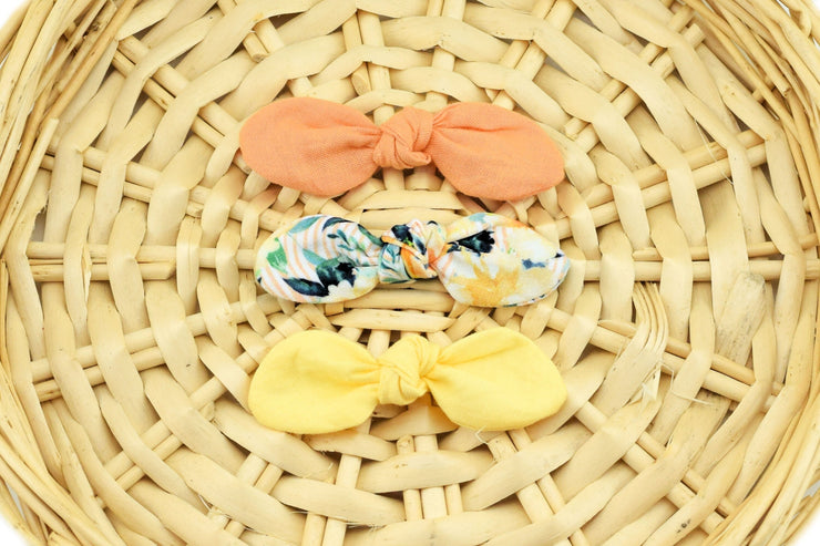 Hibiscus Print Knot Hair Bows - Peach ~ Baby Hair Bows~ Dog Hair Accessories ~ Dog Hair Clip ~ Baby Hair Accessories ~ Sandy Paws Collar Co®