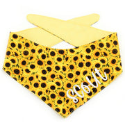 Sunflower Tie-On Dog Bandana ~ Reversible Sunflower Dog Bandana ~ Summer Dog Bandana ~ Custom Dog Bandana ~ Sandy Paws Collar Co®