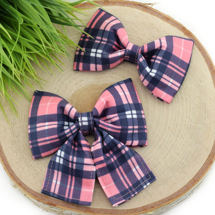 Patriotic Plaid Bow Tie Dog Collar