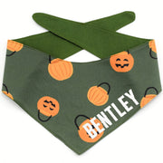 Trick or Treat Tie-On Dog Bandana - Green ~ Reversible Fall Dog Bandana ~ Halloween Dog Bandana ~ Custom Dog Bandana ~ Sandy Paws Collar Co®