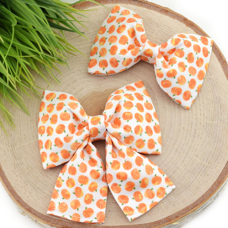 Pumpkin Patch Dog Collar Bow ~ Cute Fall Dog Bow Tie ~ Pumpkin Girly Collar Bow ~ Slide On Bow for Dog Collar ~ Sandy Paws Collar Co®