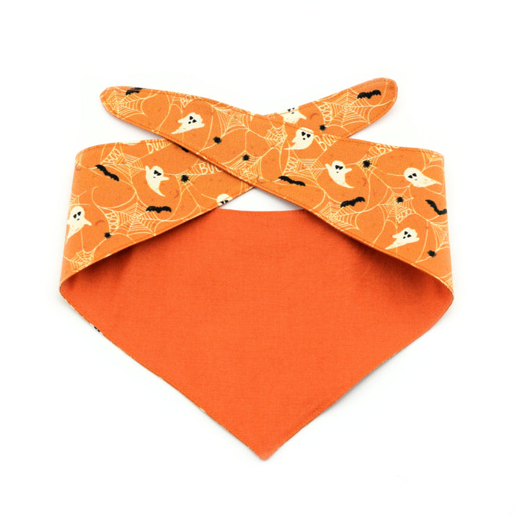 Boo! Tie-On Dog Bandana ~ Reversible Fall Dog Bandana ~ Halloween Dog Bandana ~ Custom Dog Bandana ~ Sandy Paws Collar Co®