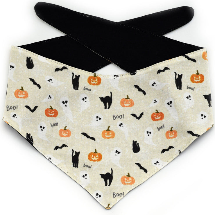 Black Cat Tie-On Dog Bandana ~ Reversible Fall Dog Bandana ~ Halloween Dog Bandana ~ Custom Dog Bandana ~ Sandy Paws Collar Co®